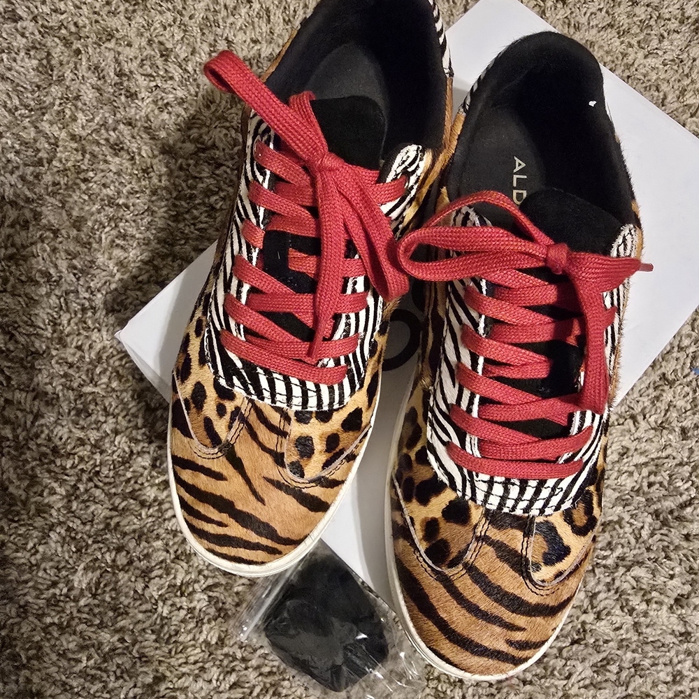 Aldo Women's Animal Print Sneakers with Red Laces